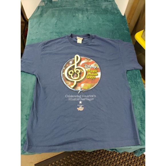Disney Magic Music Days Mens Blue Short Sleeve T-Shirt Size Extra Large Cotton - Picture 1 of 8